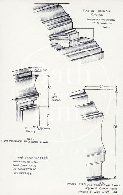 Internal details, Cold Bath House, 26b & 26c, Claverton Street, Bath 1964