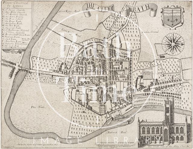 Joseph Gilmore Map of the City of Bath 1694