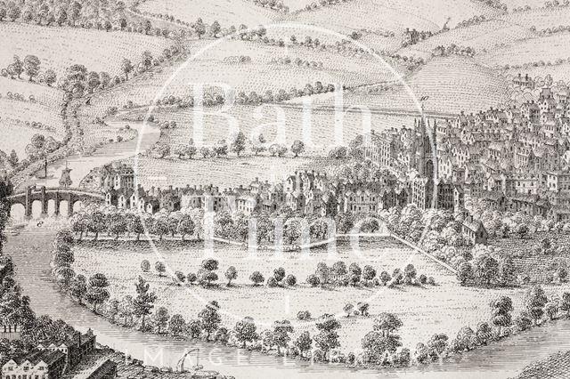 The South East Prospect of the City of Bath 1734 - detail