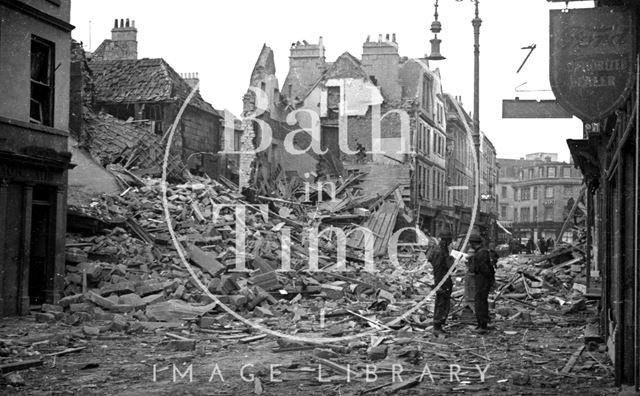 Bomb damaged Kingsmead Street, Bath 1942